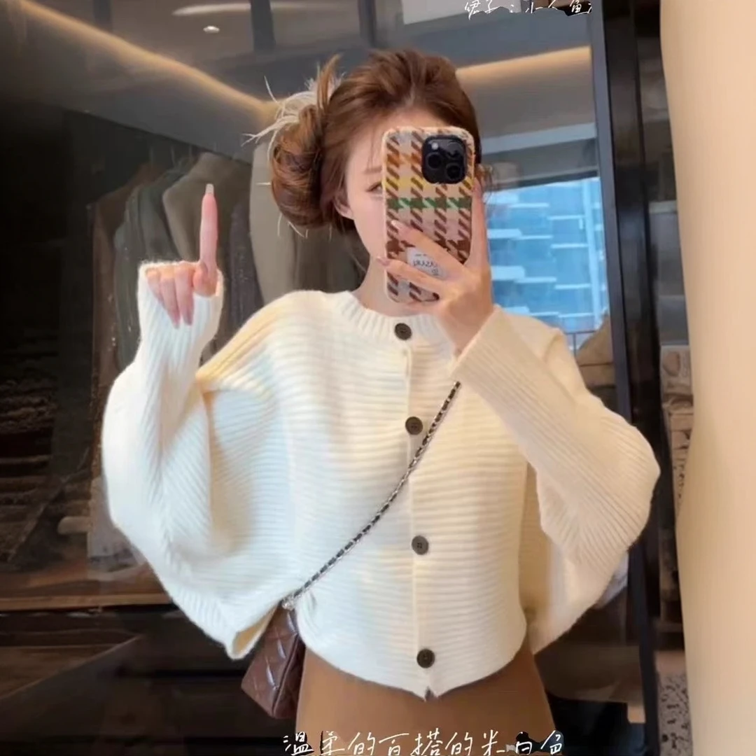 春秋款小香风短款外搭针织开衫毛衣外套女2025新款针织长袖上衣