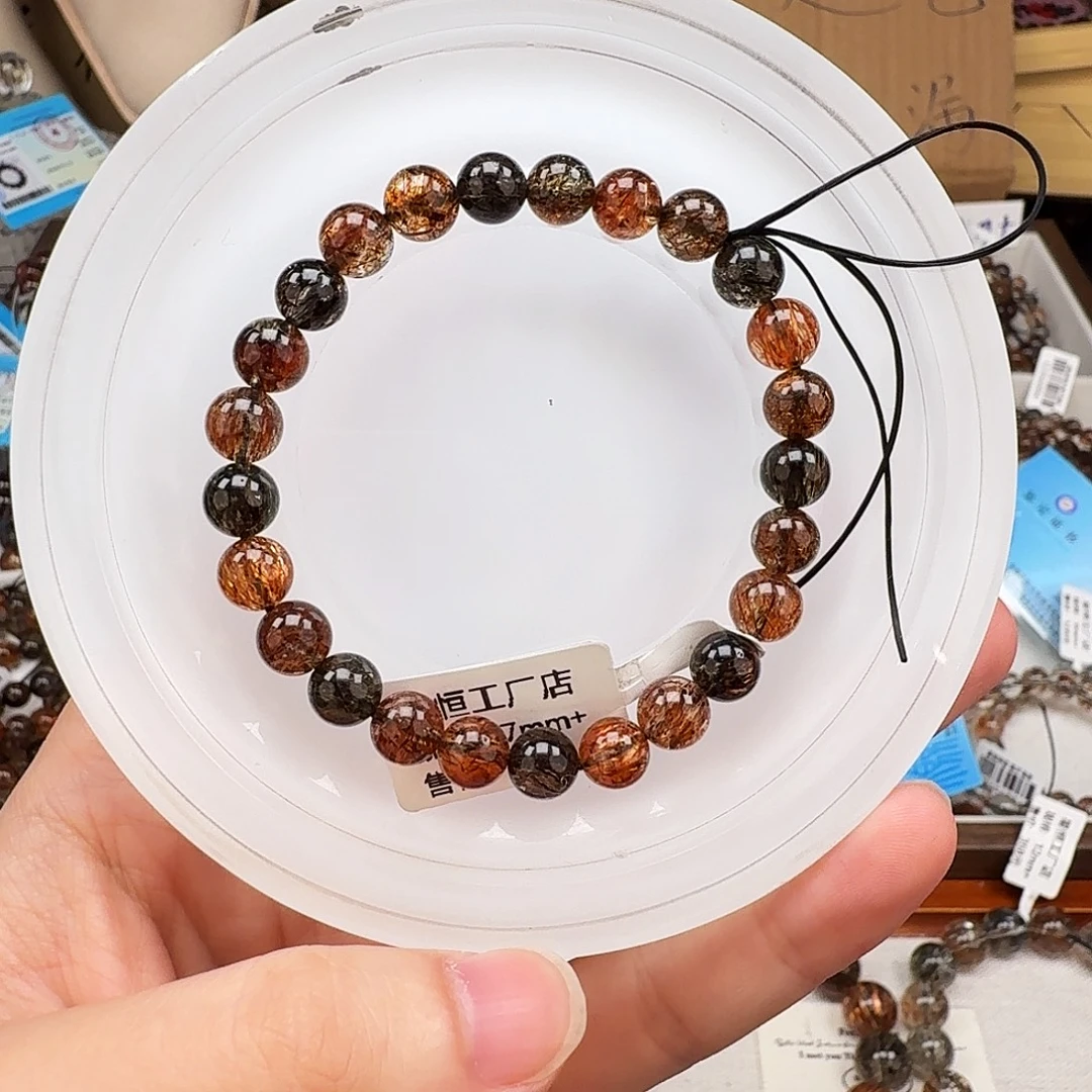 手链未镶嵌水晶天然水晶黑金超七直播间链接