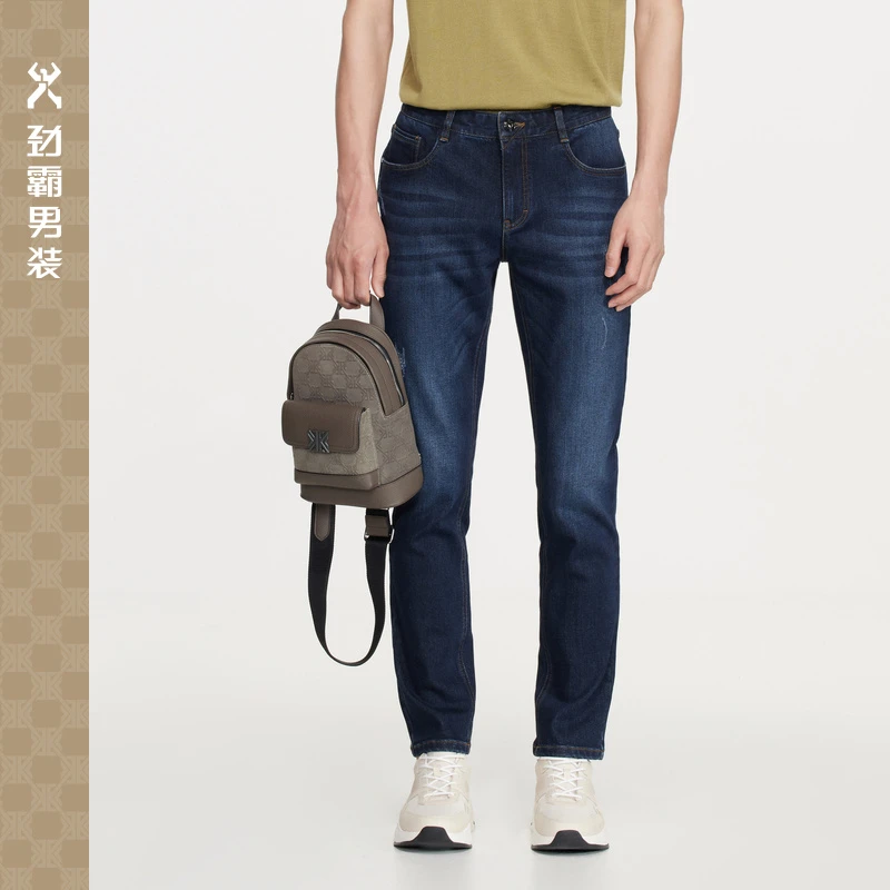 劲霸男装秋冬弹力直筒修身经典时尚舒适牛仔裤水洗裤子|FQRE3564