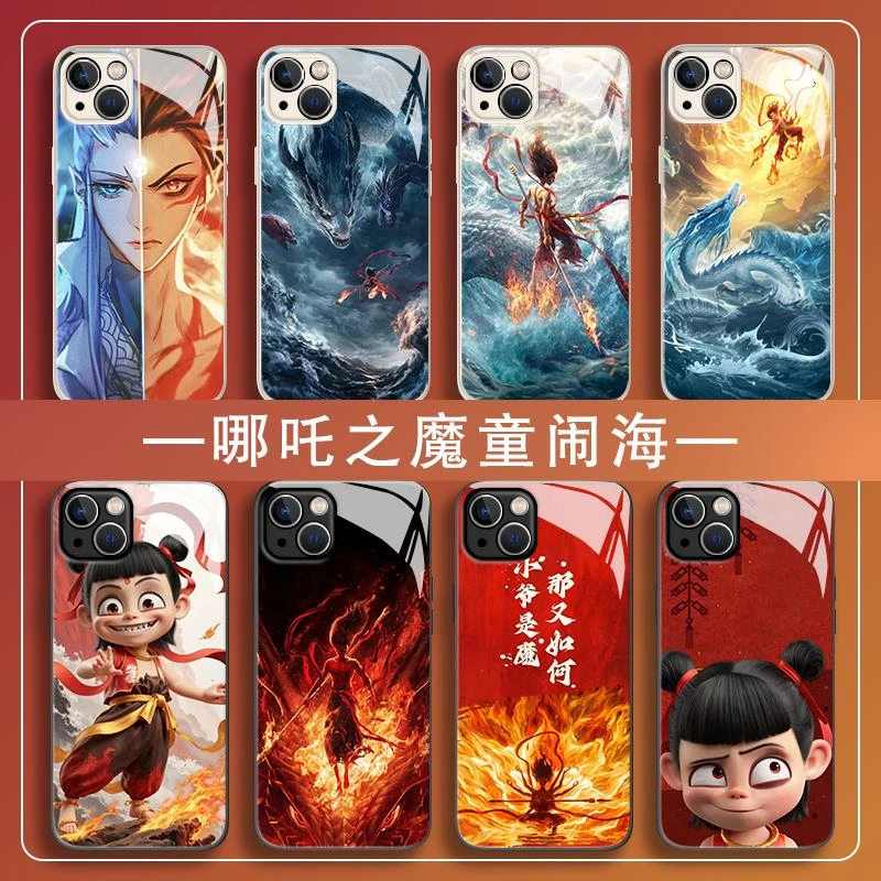 适用哪吒2高级感魔童闹海个性华为mate60pro藕饼pura70敖光手机壳