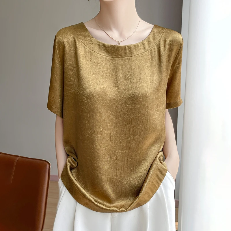 遮肉显瘦~~新款法式圆领品质短款轻奢极简T恤女显瘦亲肤垂感打底