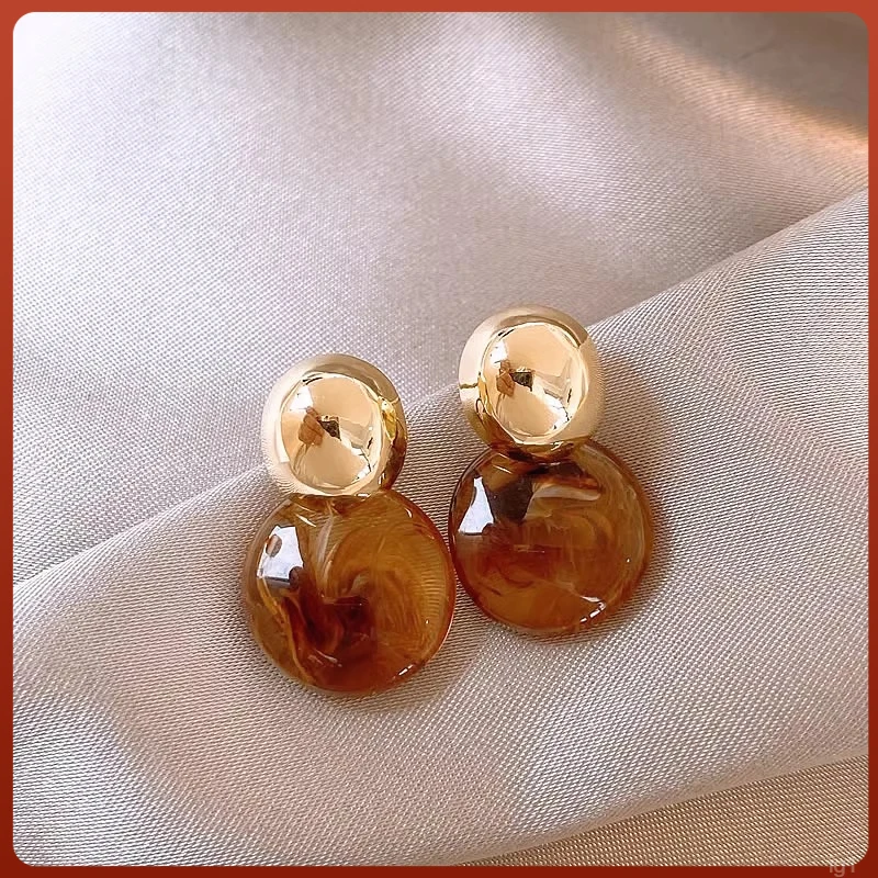 片美耳钉女气质耳环圆秋冬 耳饰品拉德亚克力晕染耳饰高级感合金