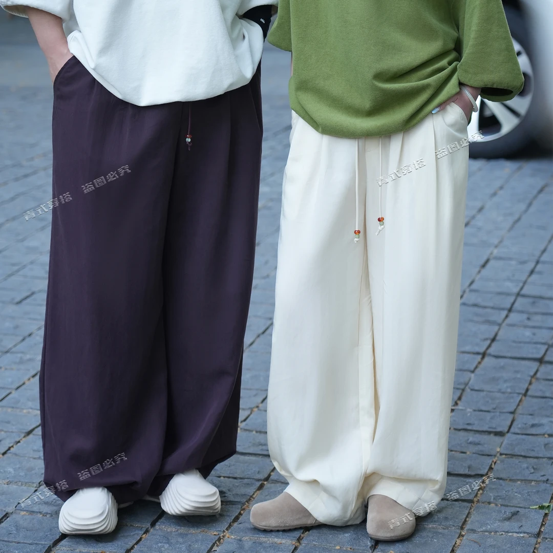 青式CYAN.C【空谷】‘缎氨纱呼吸感'超阔阔腿休闲长裤男女同款夏季