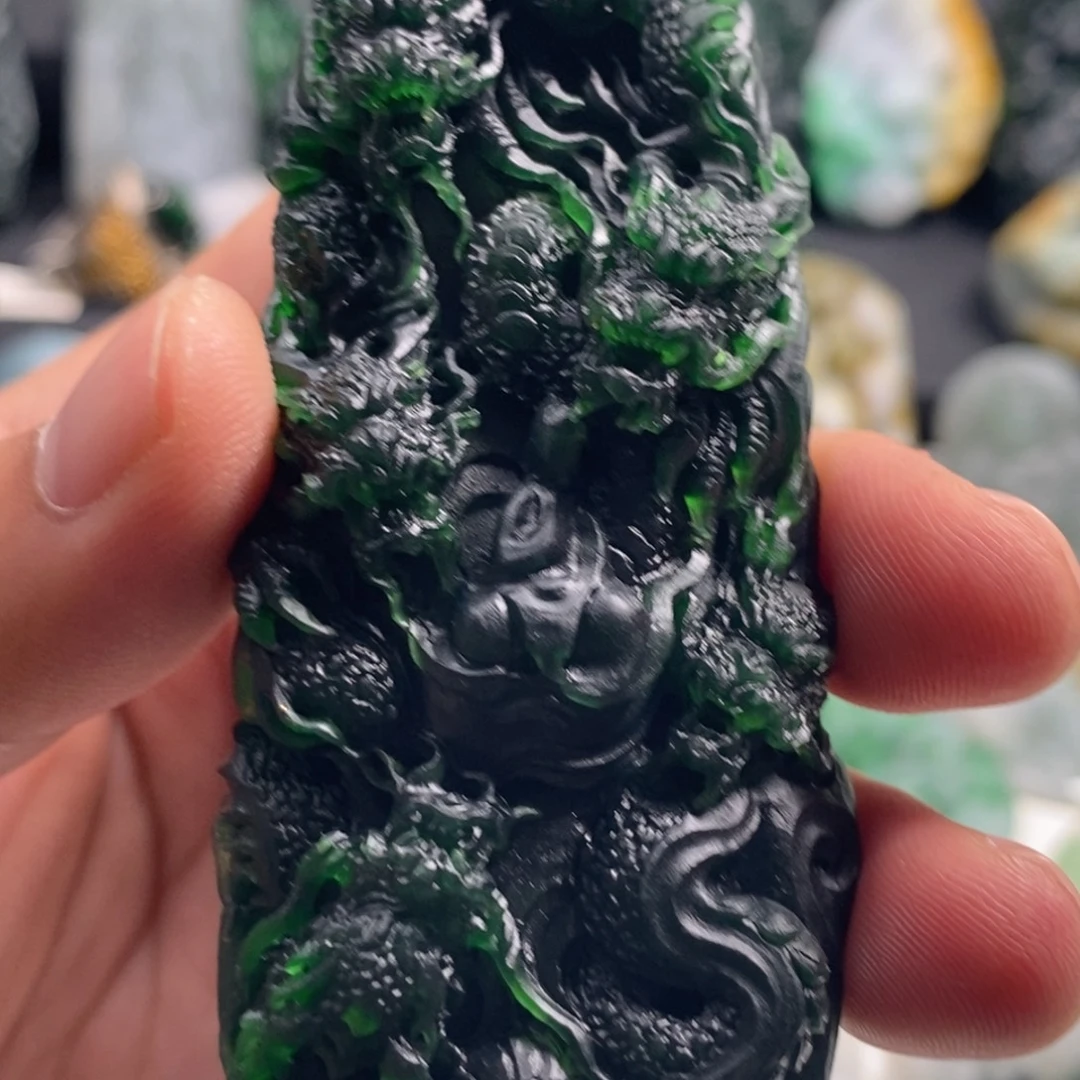 未镶嵌定制翡翠天然翡翠A货九龙护主