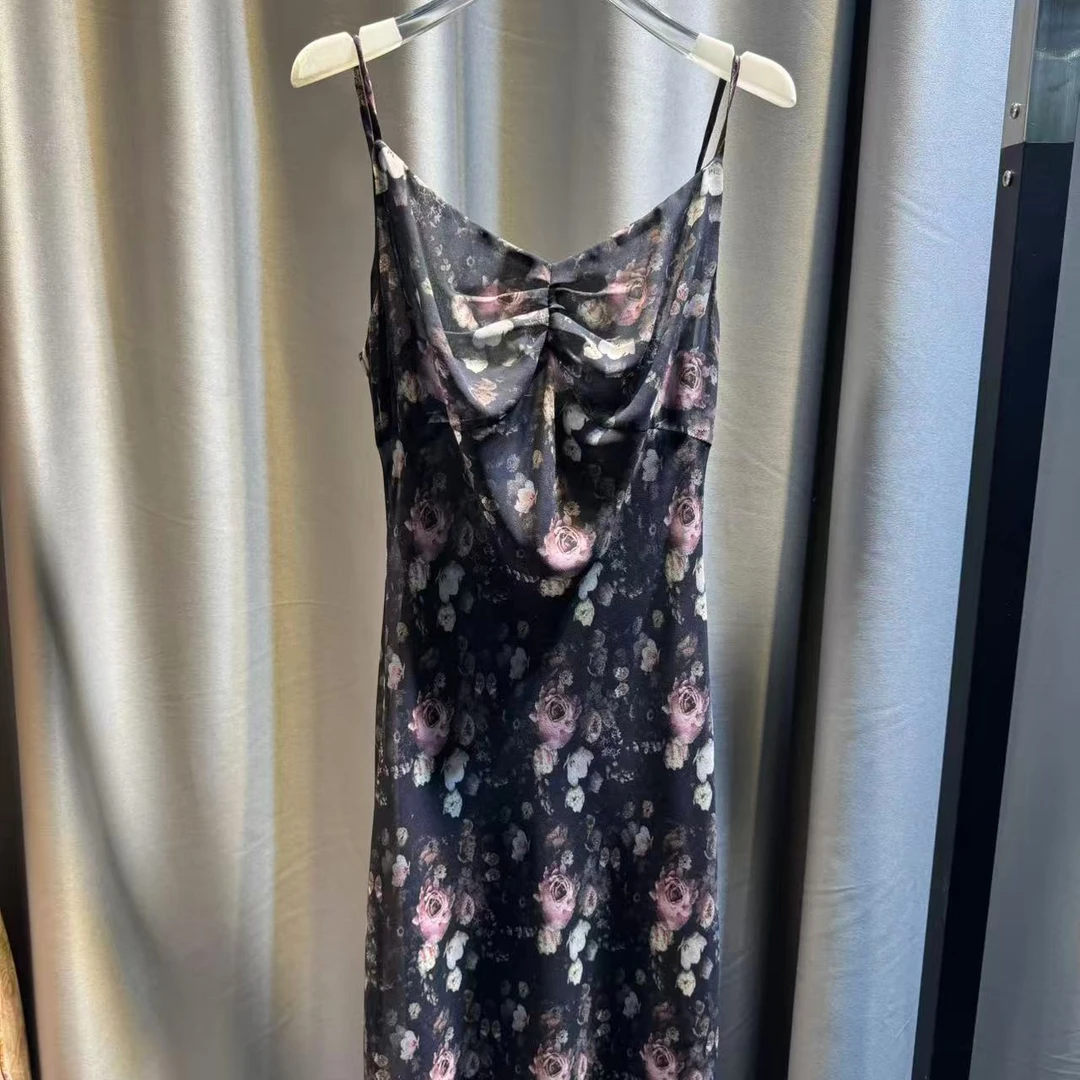 【紫晶花】2025新款经典设计师款紫晶花吊带高定度假风连衣裙