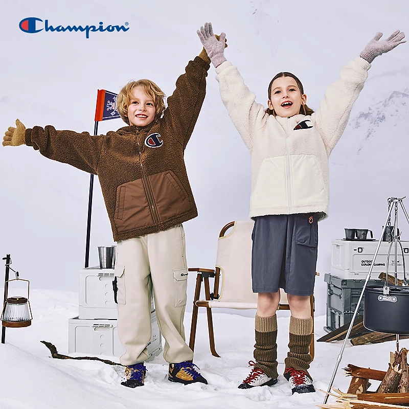 Champion冠军儿童装25冬季新款男女仿羊羔绒毛绒外套25FW-WT651D