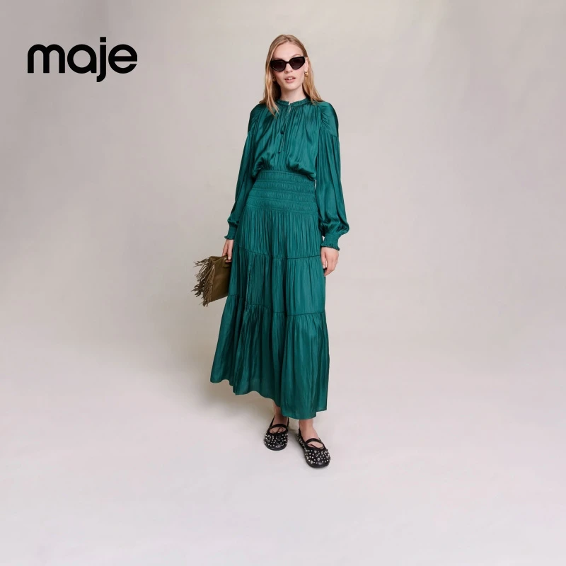 Maje法式尤莱特气质垂坠感度假连衣裙长裙MFPRO03100