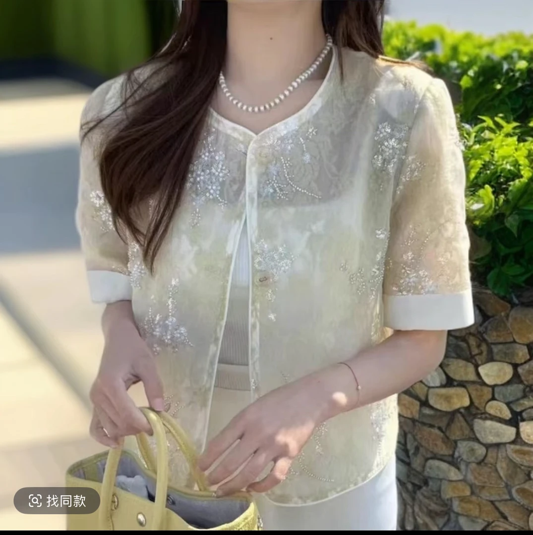 【肉总】高品质重工钉珠亮片上衣6291