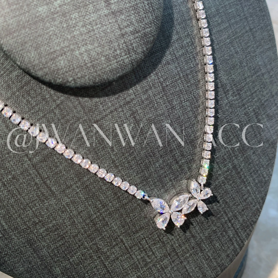 铜合金锆石项链 高定.施华冰晶蝴蝶高级感闪钻重工项链08MY2851AN