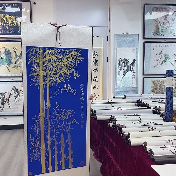 国画金竹纳福～纯手绘作品………………