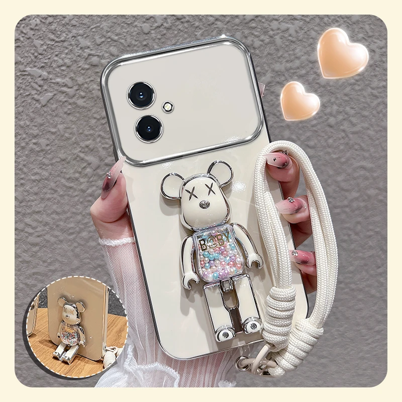 适用【荣耀x60i】手机壳糖果熊支架大视窗女款潮牌硅胶防摔保护软壳