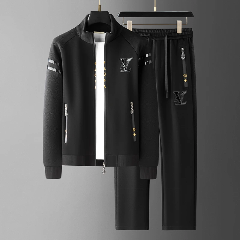 梵基弗奈秋冬时尚开衫卫衣两件套拼接太空棉男士开衫休闲运动套装