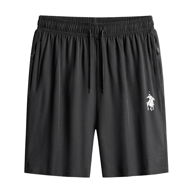 2025年夏季爆款冰丝速干短裤休闲运动五分裤高弹个性大码银标男裤