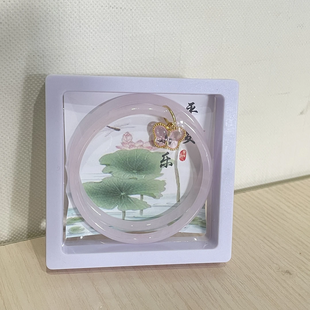 非金属玻璃手镯 手镯一步一响粉叮当54-55d圈口