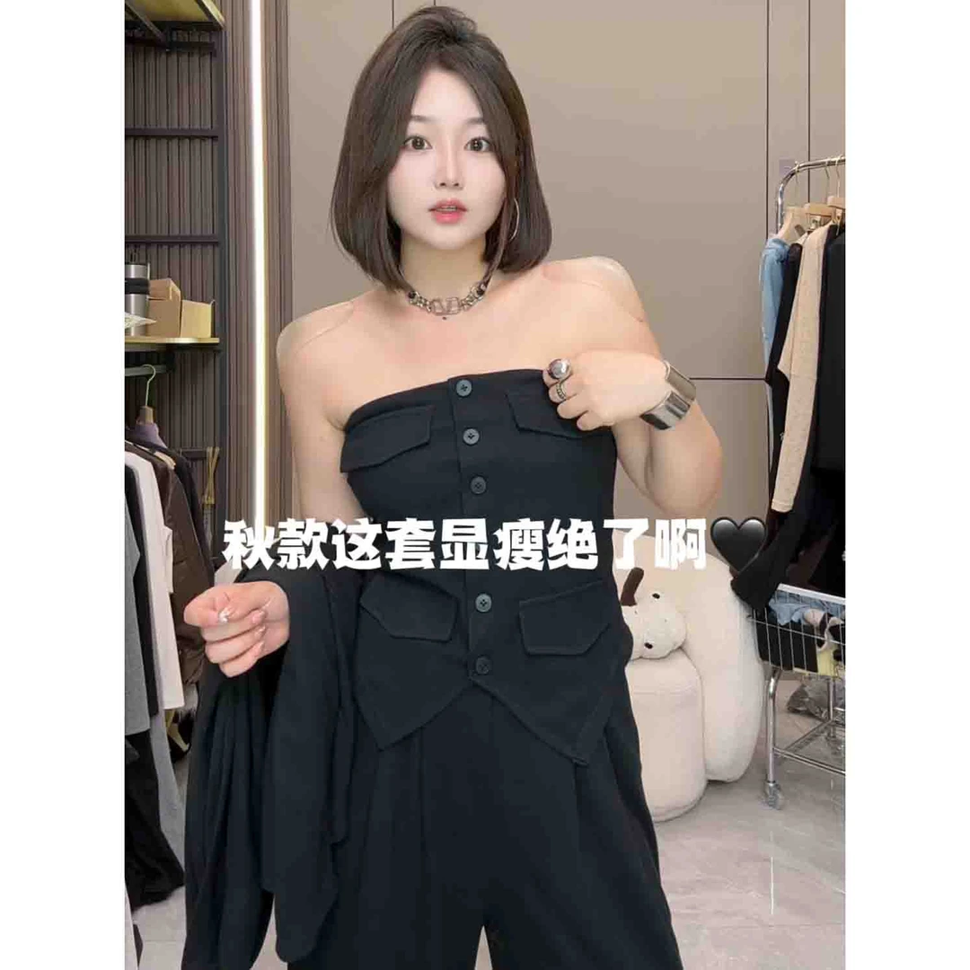 【慧雯儿微胖定制】秋季新款韩系气质显瘦套装三件套女