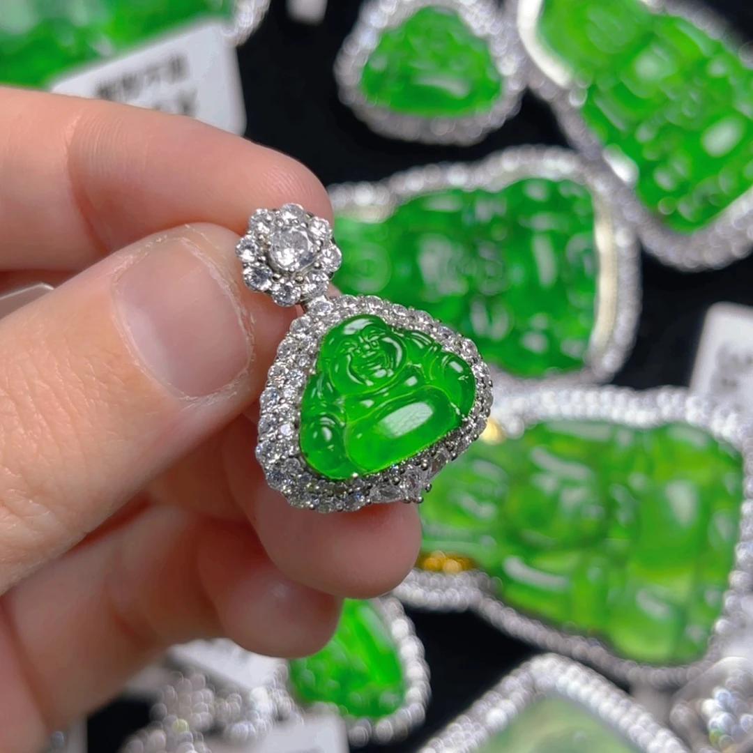 翡翠颈饰银S925镶嵌佛公