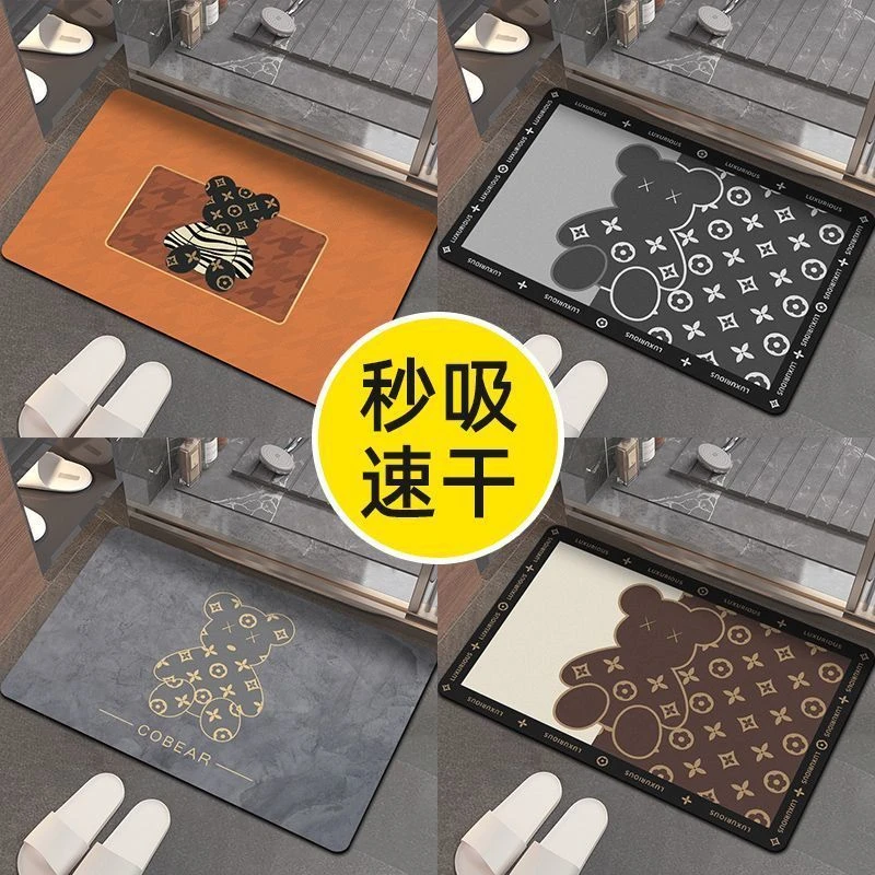 浴室吸水脚垫轻奢风门垫卫生间防滑地毯厕所硅藻泥速干地垫吸水垫