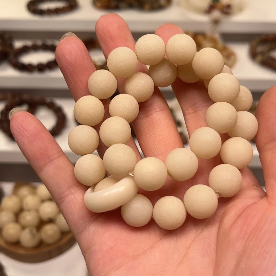 白玉菩提吊坠奶白原子手串