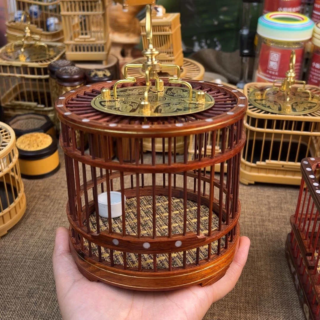 捡漏大圆笼蝈蝈笼红檀镶嵌贝壳款式1000赞福利