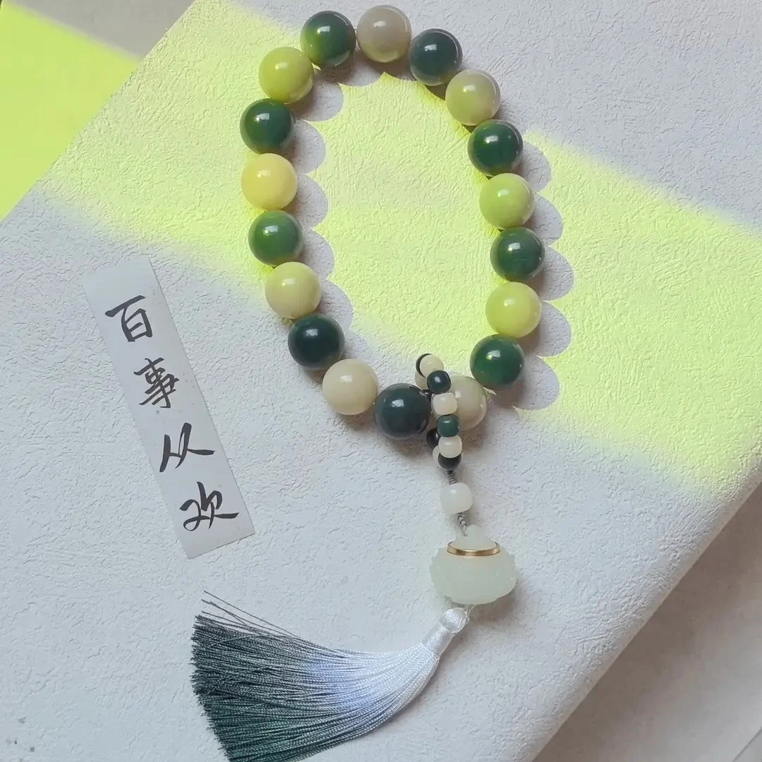 新品大尺寸20MM多宝湖水绿菩提根手串车挂原创手持菩提子原生态
