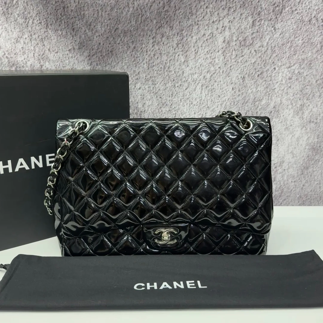 99新 Chanel/香奈儿 黑色漆皮单肩包C1192938 6811