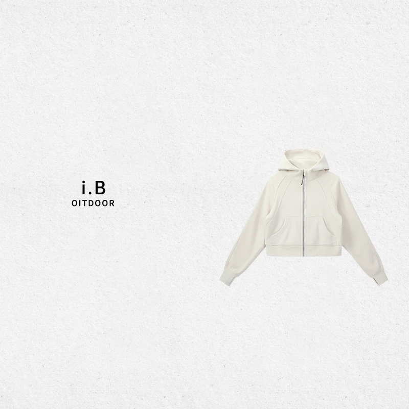 i.B 加绒短款卫衣螺纹拼接显瘦抗皱免烫-IB-DAW151