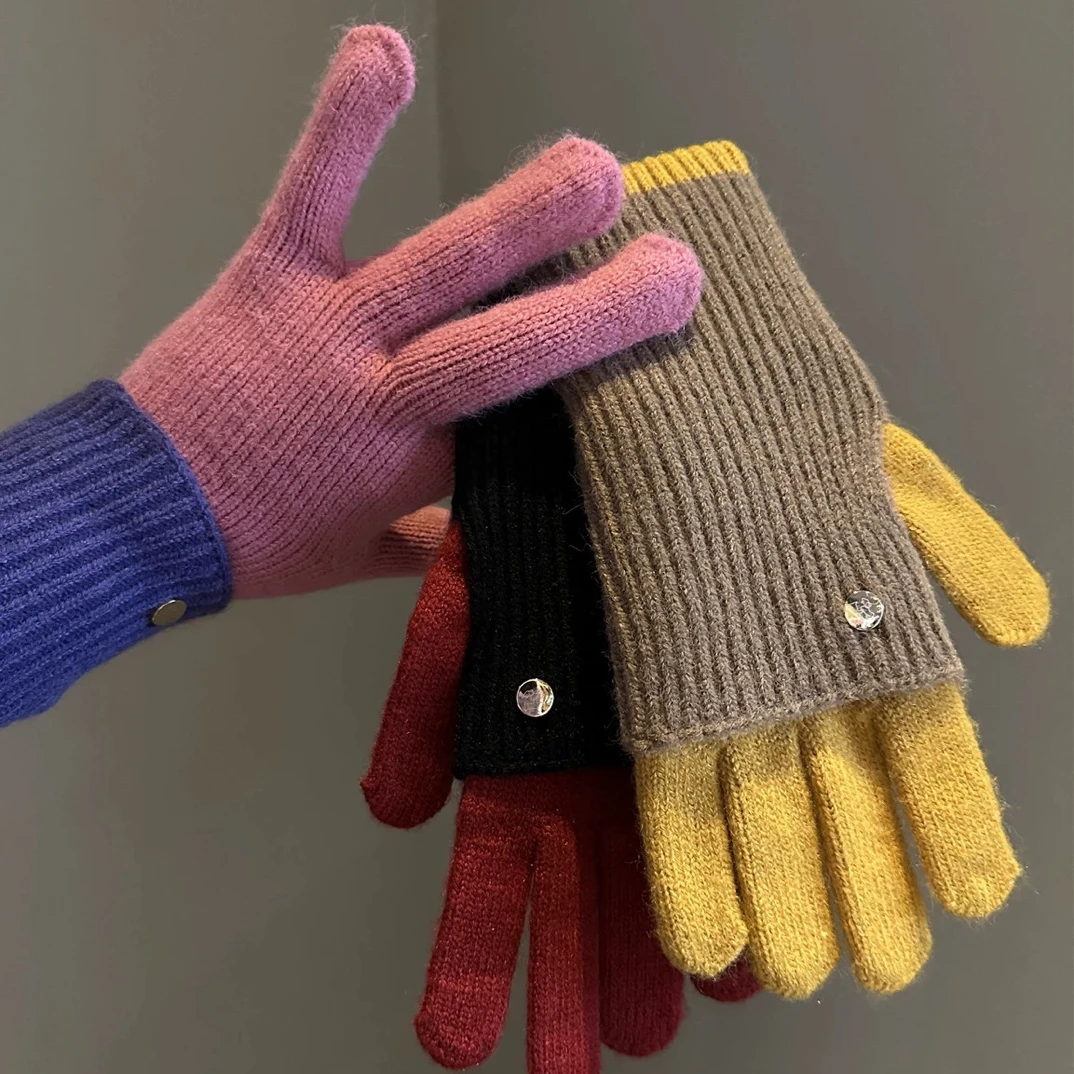 【森林·臻选】日代款手套可变长款两用拼色针织保暖手套韩ins秋冬季