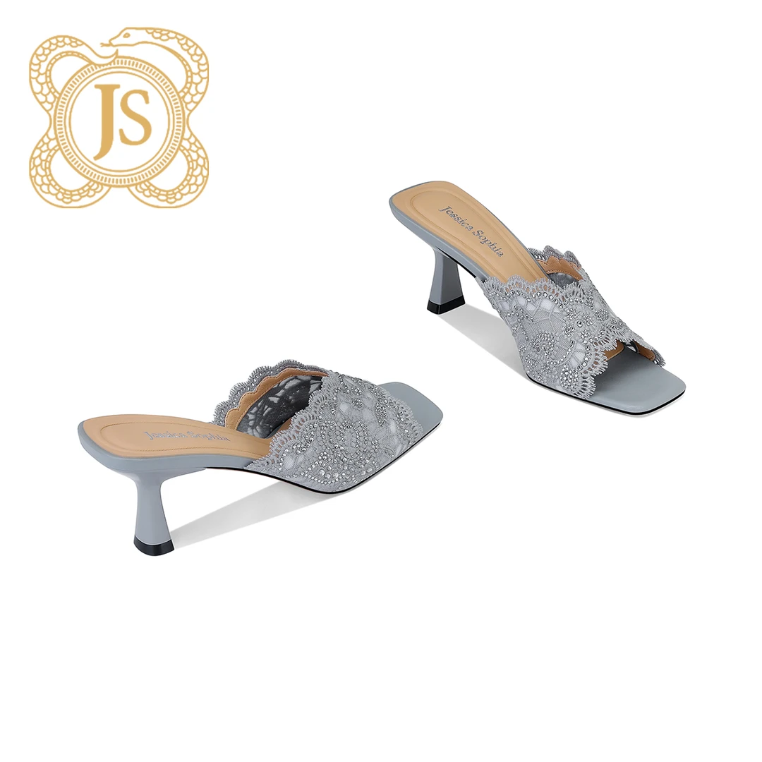 已开价，1577L651Z绝美气质高跟鞋配旗袍方头性感网纱精致凉拖鞋