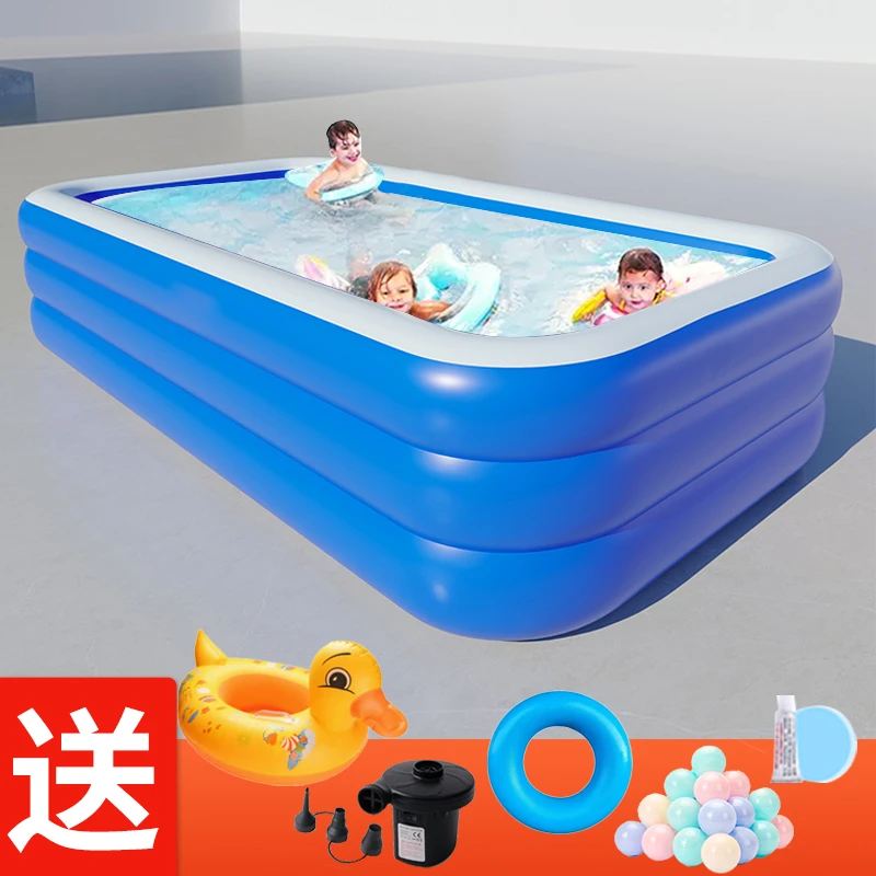 3.6米蓝白儿童充气游泳池家用宝宝洗澡池小孩成人超大游泳池