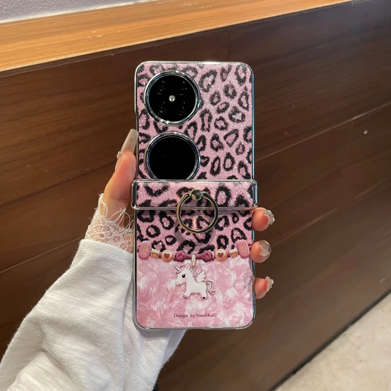 适用华为pocket2手机壳典藏版电镀指环蛇皮独角兽pocketS外壳潮流