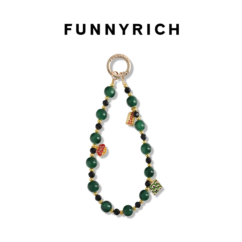 FUNNYRICH古风彩色琉璃串珠手机链手机壳挂绳装饰品新款高级感ins