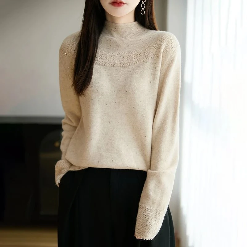 品牌撤柜正品秋冬时尚洋气半高领针织羊毛衫内搭打底衫女毛衣