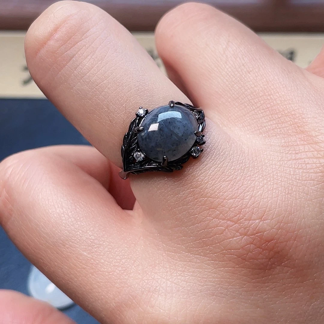 翡翠戒指银S925镶嵌戒指