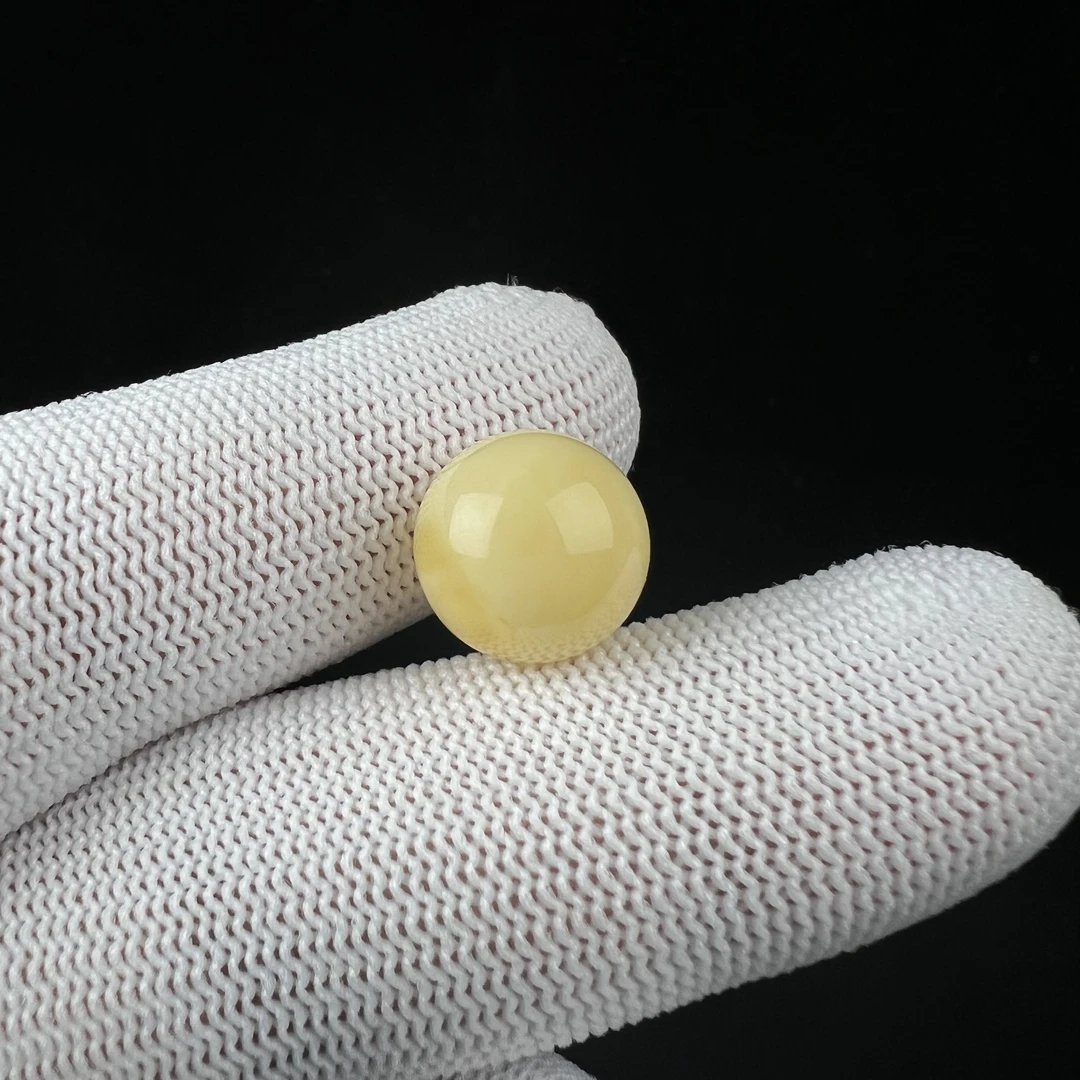 B5259天然原矿蜜蜡 瑕疵特价单珠 12.8mm支持复检