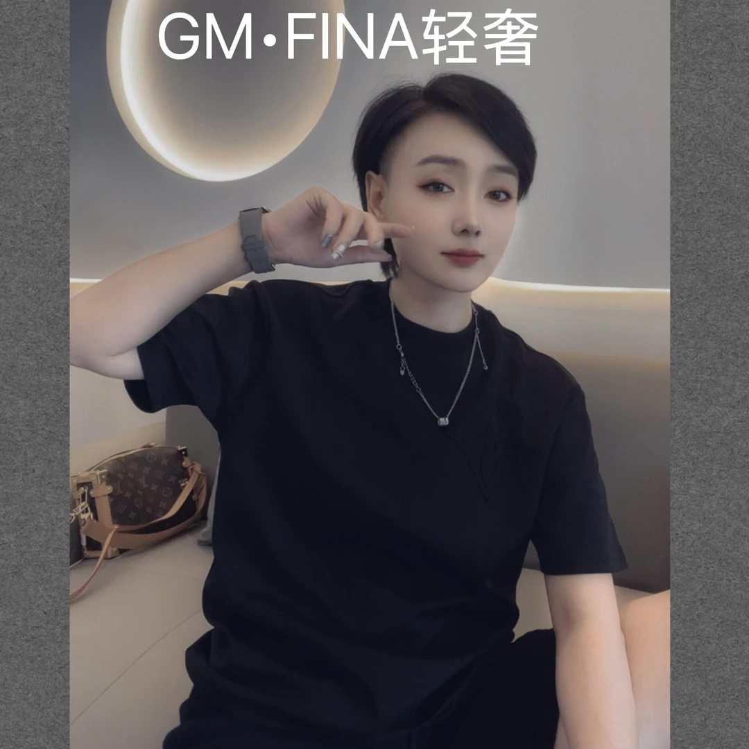 【GM专属】2025新款时尚百搭老花绑绳刺绣圆领套头T恤男女同款