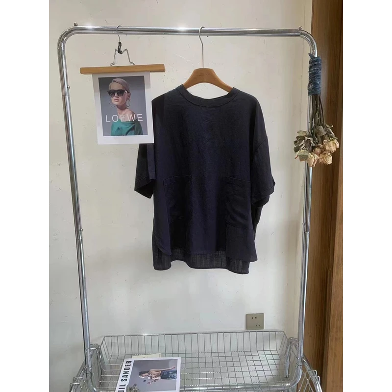 【苎麻】夏季百搭宽松圆领慵懒风女士上衣套头罩衫