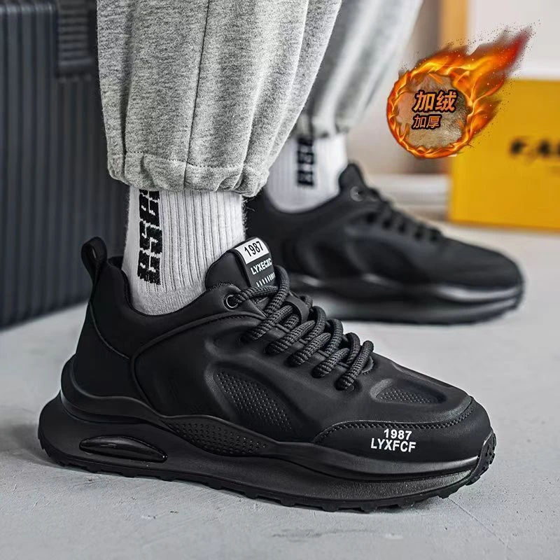 防水民族风耐磨圆头时尚休闲鞋潮流跑步棉鞋男士秋冬