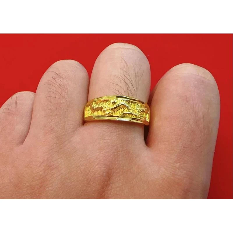 合金戒指 合金戒指 2024爆款【龙纹戒指手工精美时尚大气金色