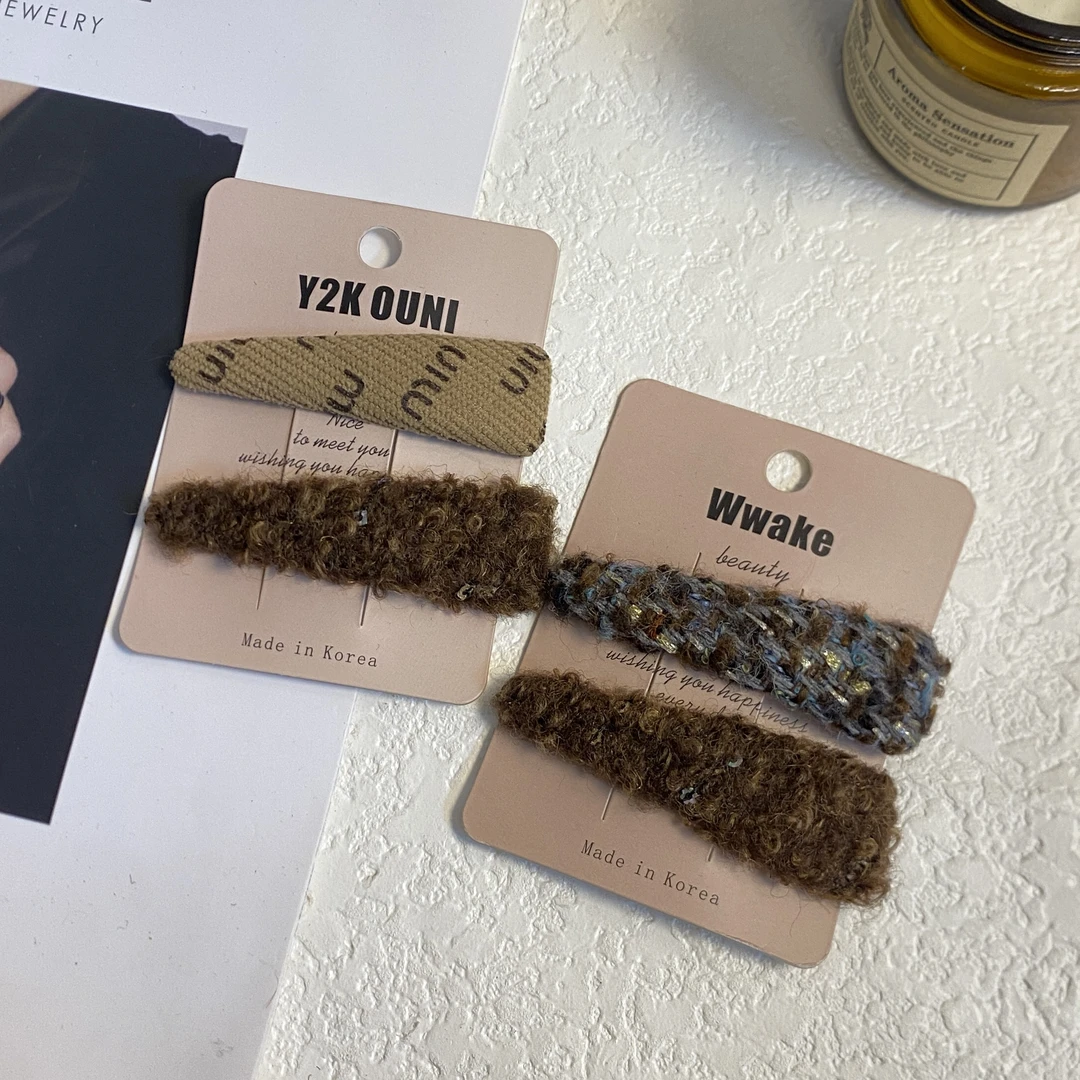 韩国MIMILINE 秋冬新款羊毛BB夹千金风休闲百搭发卡混搭水滴形