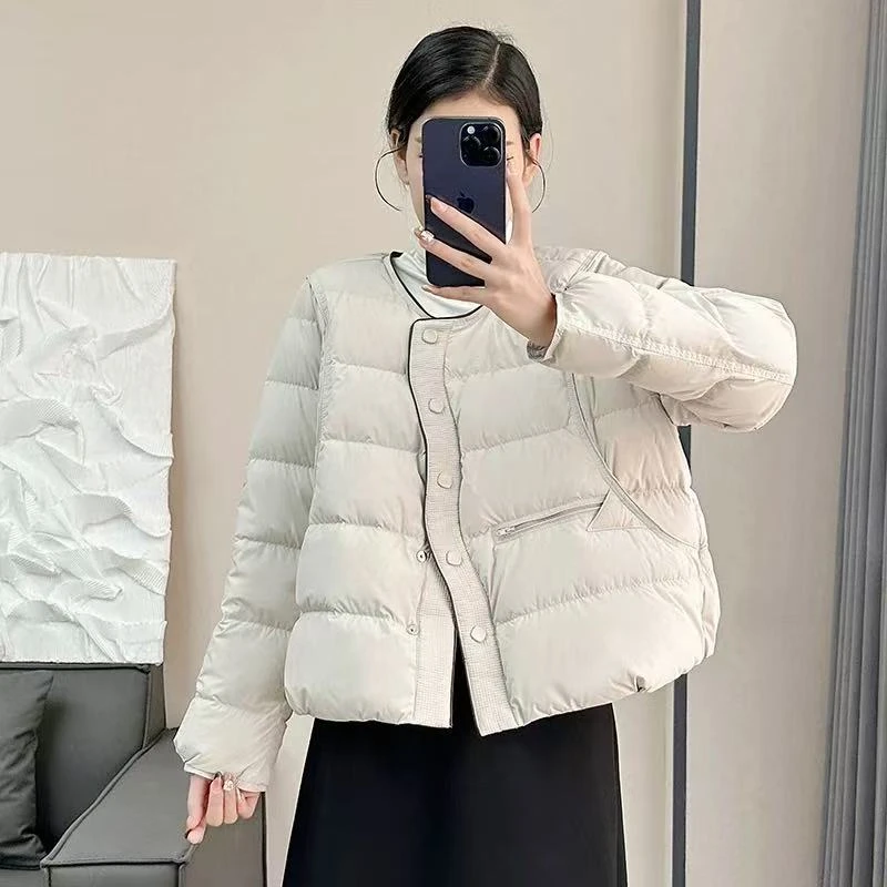 气质轻薄小个子羽绒服女装短款新圆领保暖韩版宽松百搭秋冬外套