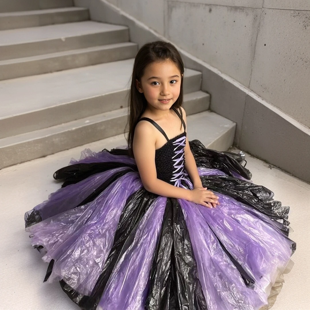 环保服装万圣节女服装diy材料半成品材料包幼儿环保时装秀走秀裙