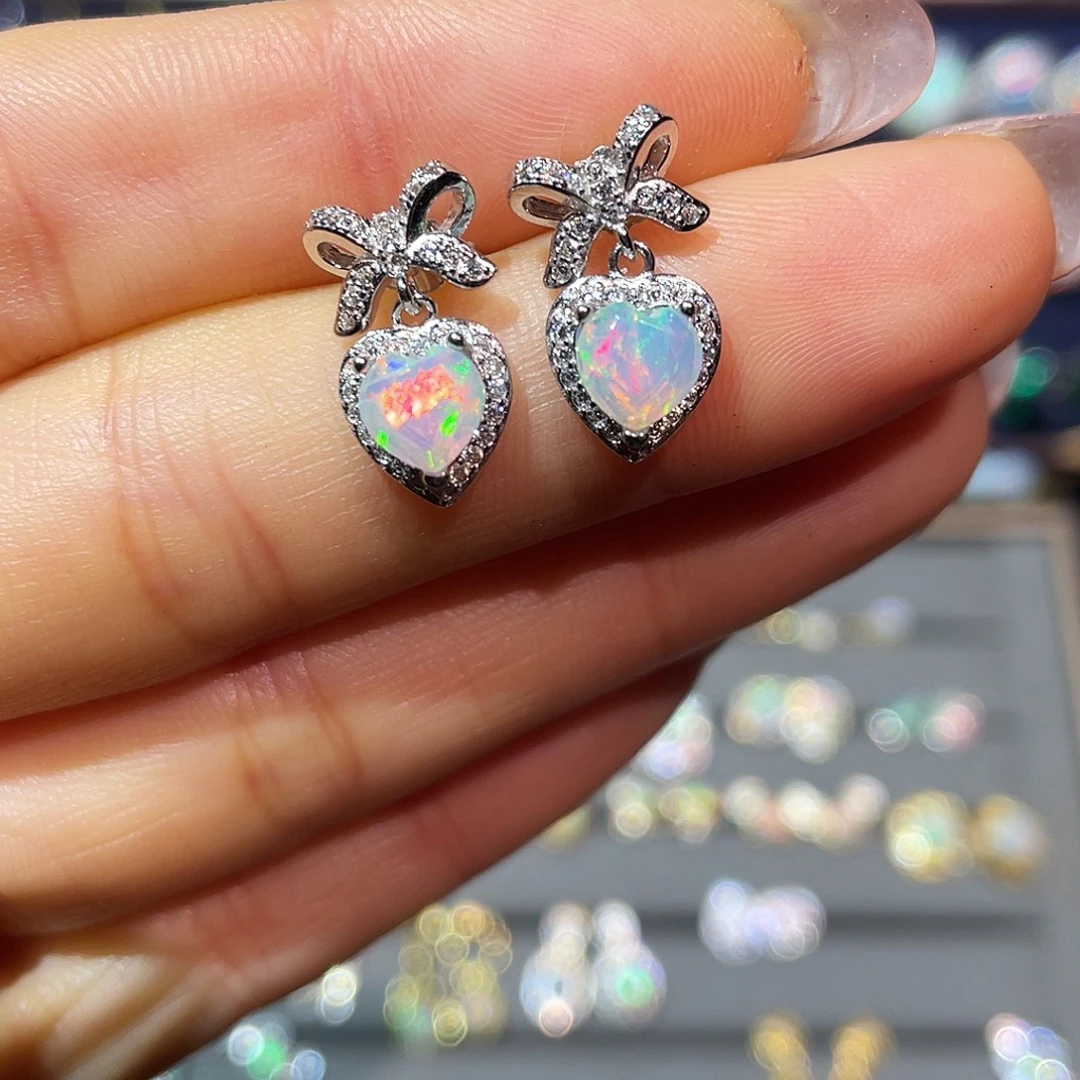 欧泊银S925镶嵌耳饰