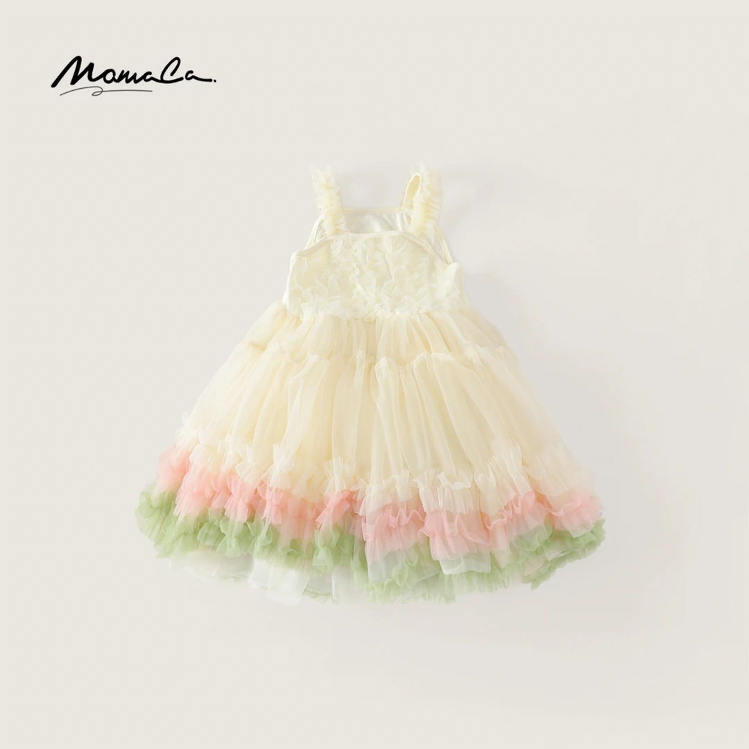 MOMOCO夏季女童新款2025彩虹吊带重工纱裙连衣裙77620477024