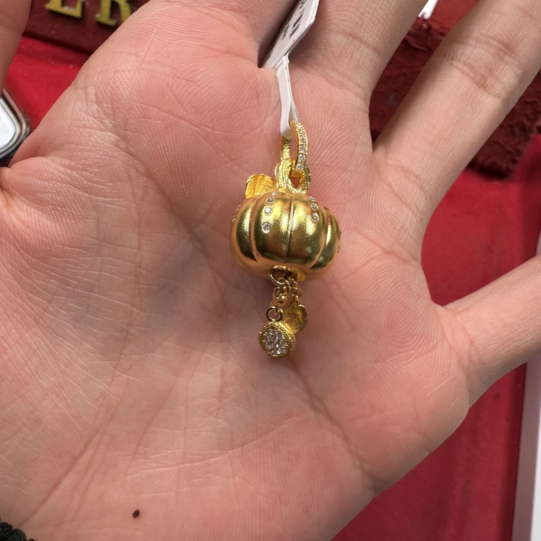 足金纯黄金吊坠南瓜