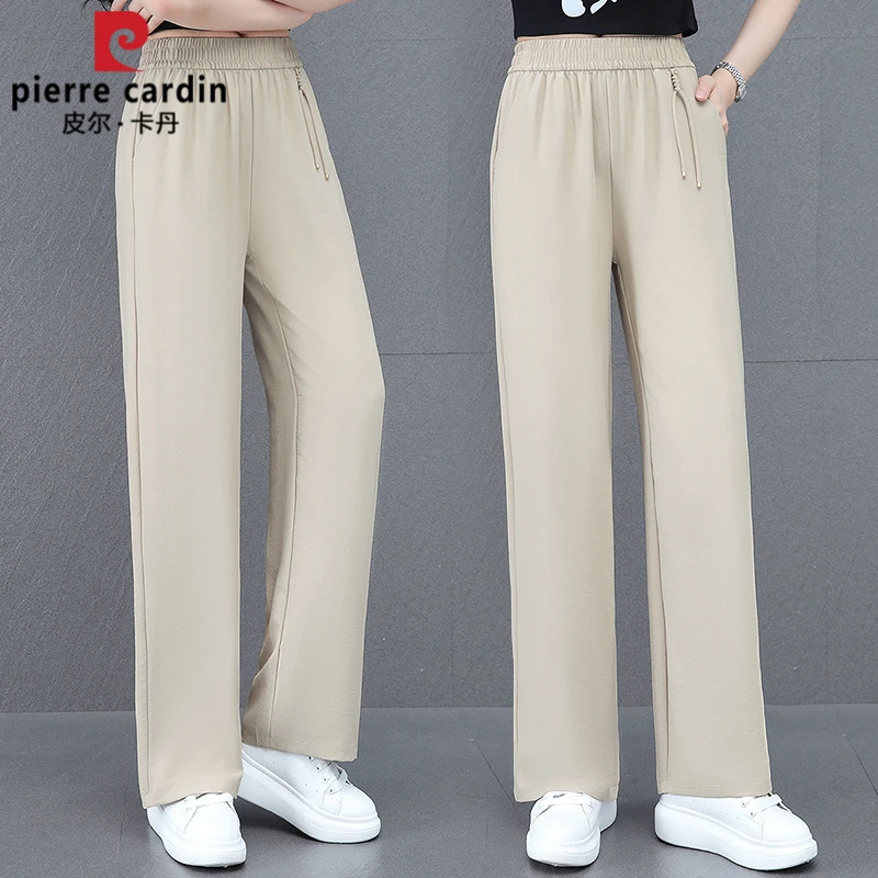 皮尔卡丹2025夏季新款冰丝休闲裤女薄款大码女装潮流时尚休闲长裤