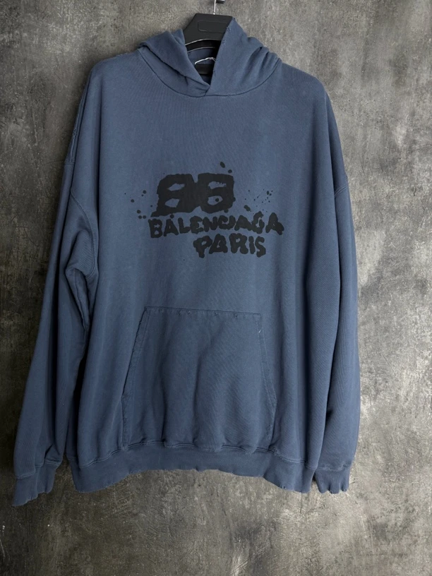 全新未使用 Balenciaga/巴黎世家 破坏涂鸦帽衫/12401