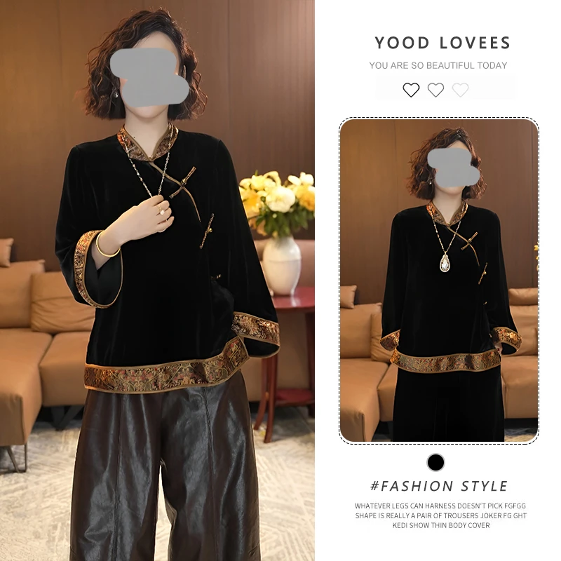 2025春秋新款斜襟盘扣新中式衬衫女长袖宽松洋气立领显瘦国风衬衣