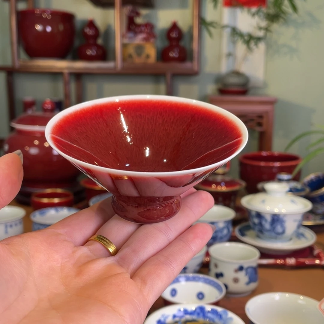 清欢雅玩原矿郎红福利斗笠杯