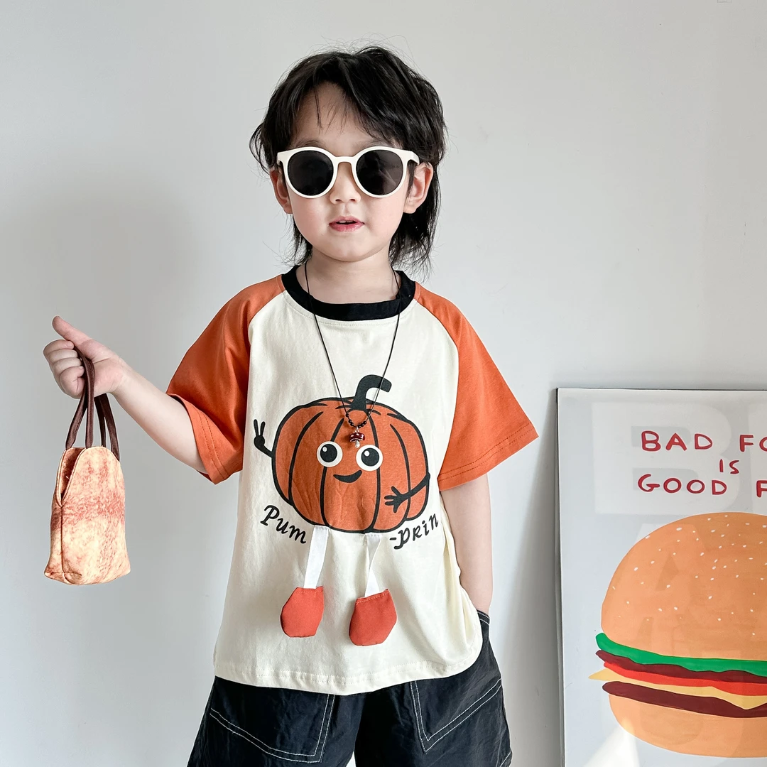【清仓】南瓜夏装男女儿童装字母韩版百搭韩版潮款印花可爱T恤短袖