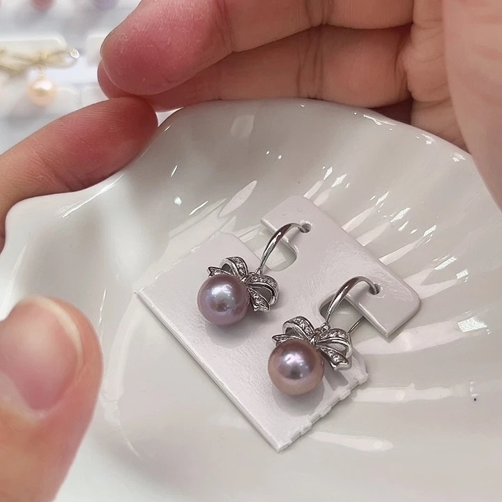 银S925镶嵌淡水珍珠新号开播福利耳饰